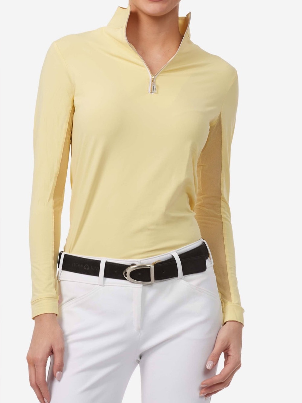The Tailored Sportsman LS Sunshirt - Sunny with Gold Zip Women’s Size Small